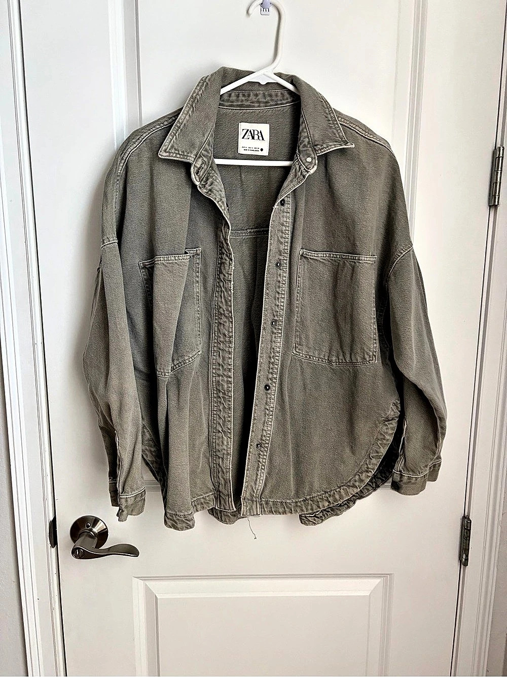 Zara Denim Overshirt Oversized Gray Jacket Size Medium